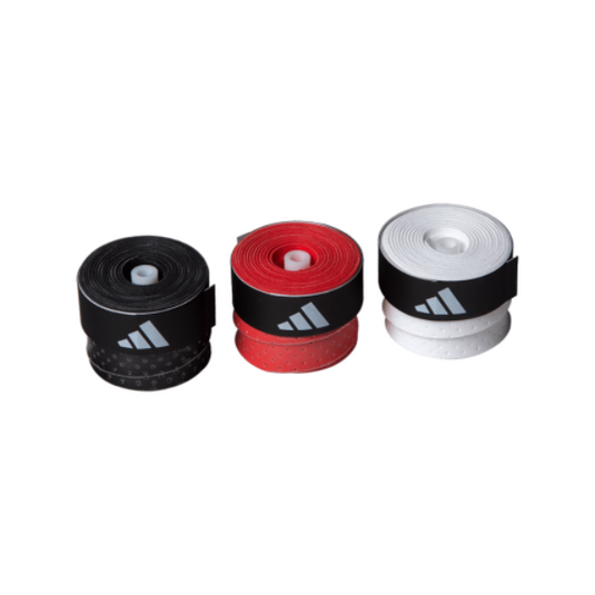 Box of Adidas padel overgrip 25 units white, black and red - TheDistrictPadelClub